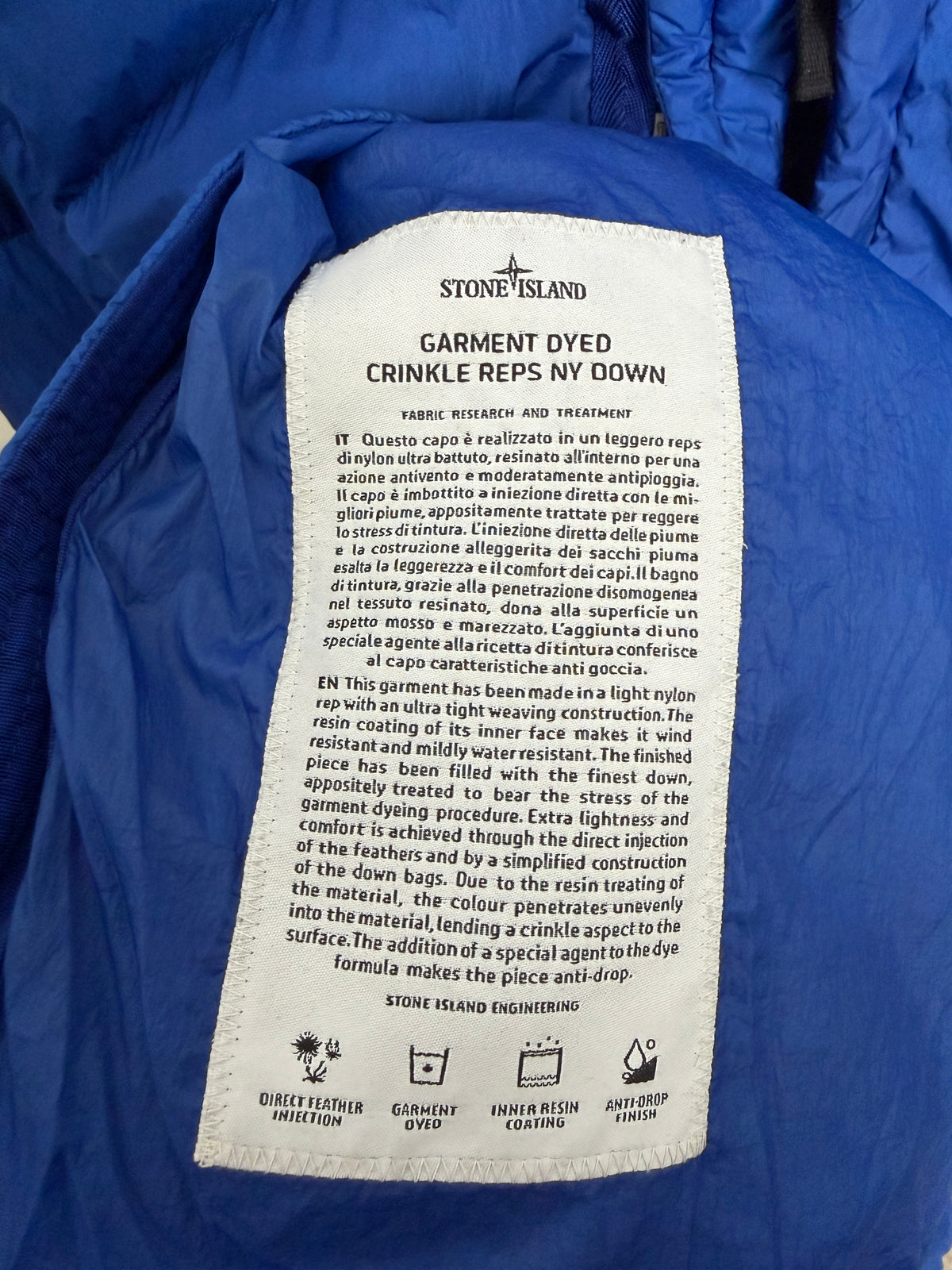 Stone Island Garment Dyed Crinkle Reps Down Jacket