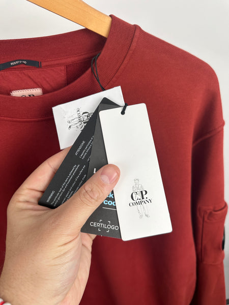 CP Company Brushed & Emerized Diagonal Fleece Lens Crewneck Sweatshirt