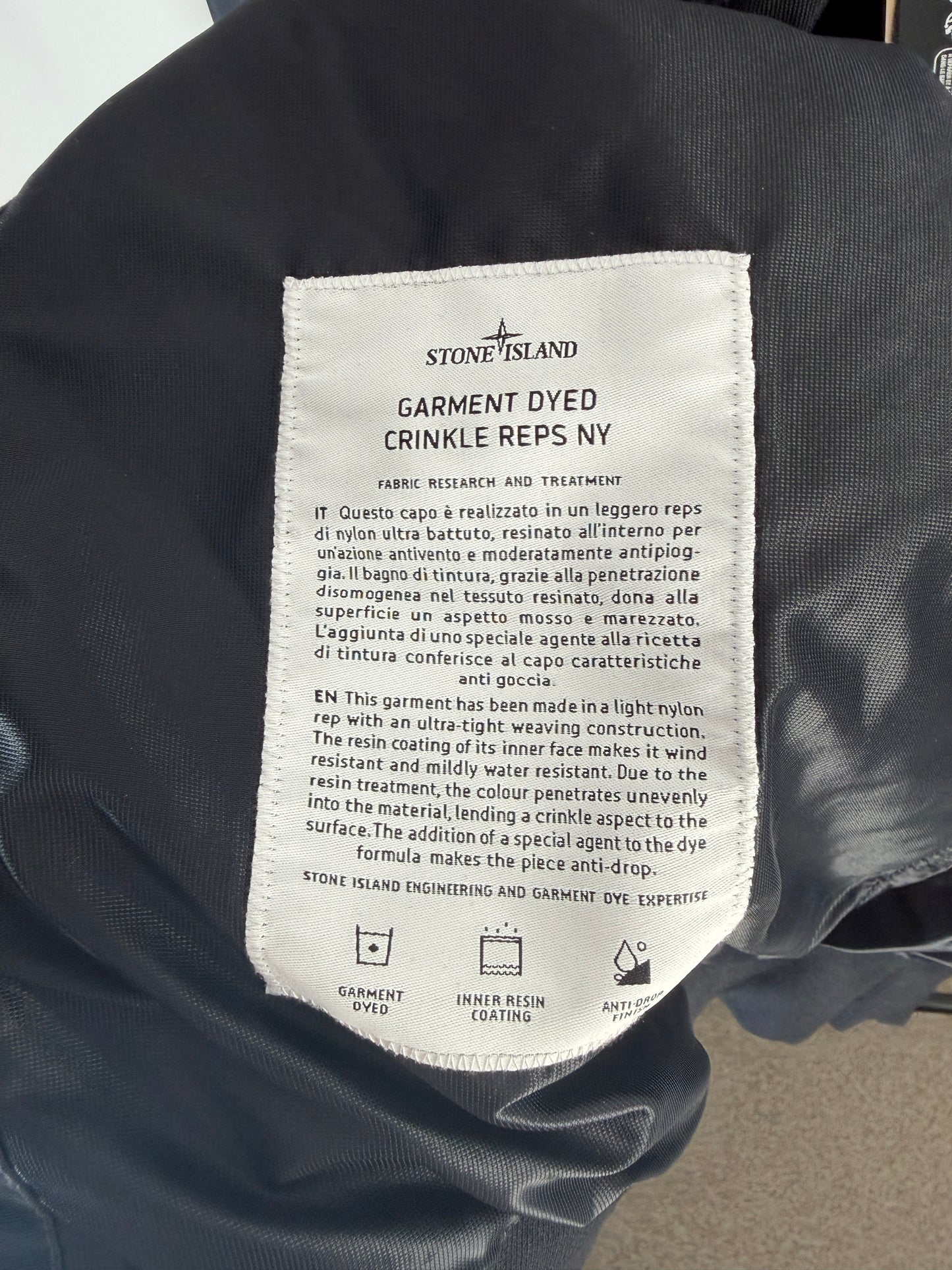 Stone Island Garment Dyed Crinkle Reps NY Jacket