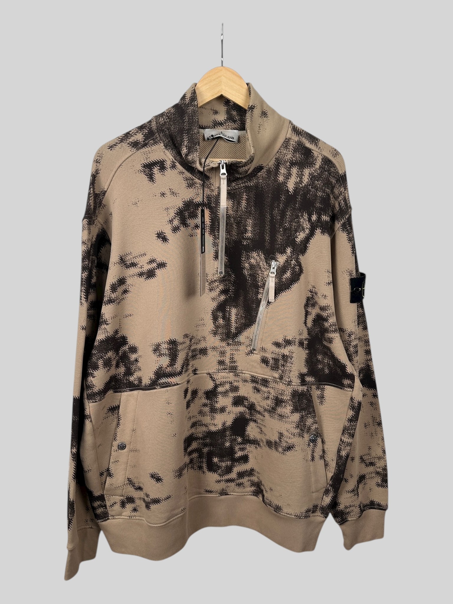 Stone Island 1/4 Zip Camo Sweatshirt (XXL)