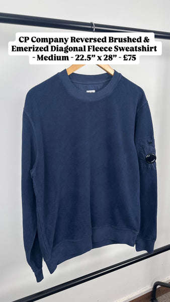 CP Company Reversed Brushed & Emerized Diagonal Fleece Sweatshirt - Medium