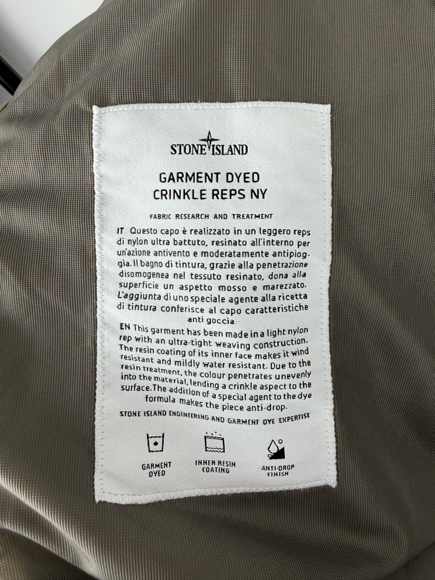Stone Island Garment Dyed Crinkle Reps NY