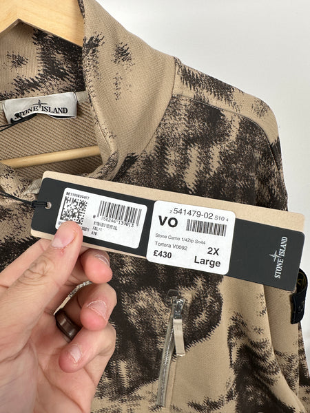 Stone Island 1/4 Zip Camo Sweatshirt (XXL)