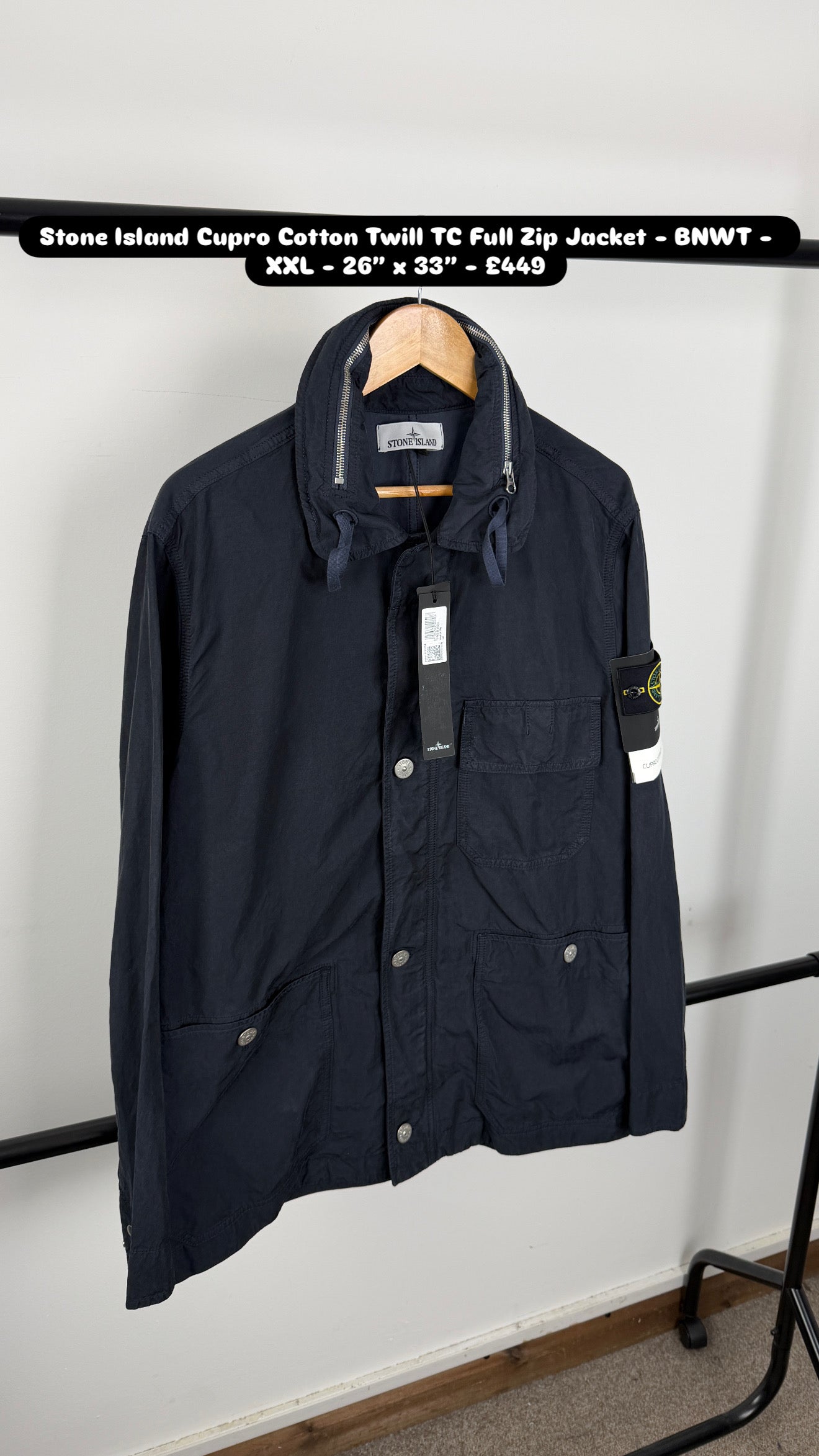 Stone Island Cupro Cotton Twill TC Jacket - BNWT (XXL)