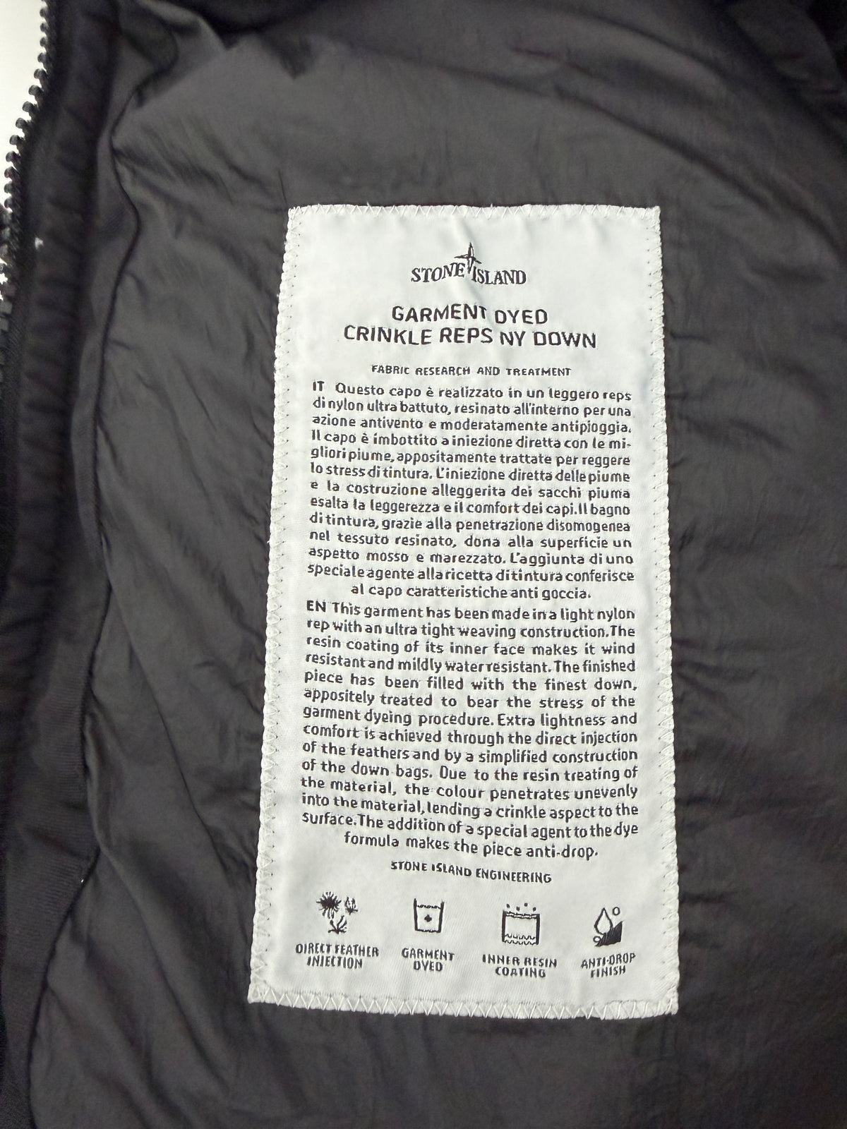 Stone Island Garment Dyed Crinkle Reps Down Jacket